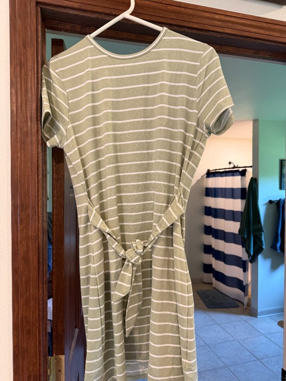 Mint Green and White Striped Steve Madden T-Shirt Dress